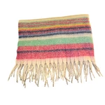 Anthro Free People Cozy Skye Stripe Blanket Fringe Multi Color Polyester 60"X50". Fixed Price $58.00.