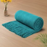 Vonty Teal Knitted Blanket With Tassels Fringe 50" X 60", Super Soft Thr.... Fixed Price $30.68.