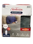Sunbeam, Microplush, Heated Blanket, Twin, Gray, 62" X 84", 12 Settings, New. Fixed Price $34.95.