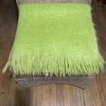 Vintage Glentana Mohair/wool Throw Blanket Fringe Lime Green Scotland Hudsons Gc. Fixed Price $78.00.