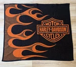 Vintage Harley Davidson Fleece Throw Blanket Black W/ Flames 49" X 57" Aurora. Fixed Price $34.95.