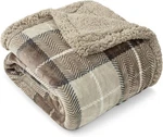 Pavilia Taupe Plaid Sherpa Throw Blanket 50X60 Plush Warm Winter Fleece. Fixed Price $31.16.