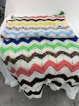 Handmade Crochet Granny Afghan Blanket Multicolor Chevron Pattern Large. Fixed Price $39.00.