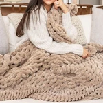 Samiah Luxe - Chunky Blanket Queen Size Brown Knitted Throw Co.... Fixed Price $190.08.