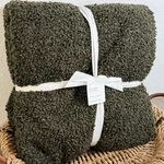 Pottery Barn Cozy Teddy Faux Fur Throw Blanket Oversized 60" 80" Loden Green. Fixed Price $149.00.