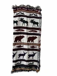 Vintage Cabin Themed Woven Tapestry Throw Blanket Northwest Company. Fixed Price $14.99.