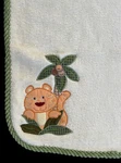 Nojo Tiger Palm Tree Plush Baby Blanket Beige Cream Jungle Green Trim 40"X30". Fixed Price $19.79.