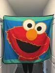 Vtg 90S Elmo Sesame Street Owen Blanket Fleece Throw Giant Big Face Neon Green. Fixed Price $59.99.