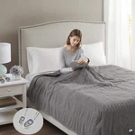 Cozy Queen Electric Blanket - Ultra Soft Micro Fleece, Fast Heating, Grey. Fixed Price $168.99.