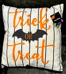 Old East Main Halloween Throw Pillow 14X14 Trick Treat Bat Striped Decor. Fixed Price $16.49.