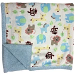 Sam Salem & Sons 31526 Blue Sherpa Safari Jungle Baby Blanket Giraffe Monkey. Fixed Price $26.17.