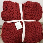 Pottery Barn Colossal Handknit Throw Blanket 44 X 56" Cardinal Red Chunky. Fixed Price $119.00.