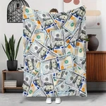 Money Print Flannel Blanket Soft Throw Gift For Women Cozy Home. Fixed Price $23.93.