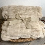 Pottery Barn Faux Fur Throw Blanket 50X60 Champagne Beige Ruched Plush Soft. Fixed Price $120.00.