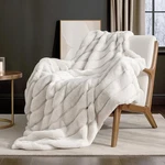Deluxe Sheared Rabbit Faux Fur Throw Blanket, Soft Fuzzy High-low Sculpted Pl.... Fixed Price $41.49.