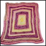 Handmade Granny Square Crochet Blanket Afghan Throw Pink Purple Yellow 45X53 Vtg. Fixed Price $21.99.