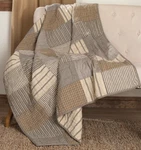 Hand-quilted Throw Country Farmhouse Block Patchwork Earth Tone Gray Sawyer Mill. Fixed Price $79.95.