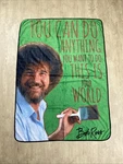 Bob Ross You Can Do Anything Blanket Fleece Luxe Microfiber 45" 60" Euc. Fixed Price $29.99.