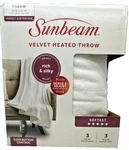 Sunbeam Velvet Heated Throw (white) 50" X 60". Fixed Price $35.99.