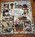 Vintage Throw W/the Phrase "friends Are Flowers Life's Garden. Fixed Price $19.95.