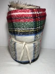 Pottery Barn Stewart Plaid Faux Fur Back Throw 50 60 Ivory. Fixed Price $119.95.