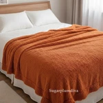 Bedsure Burnt Orange Fuzzy Shaggy Faux Fur Throw Blanket 50" 60" Bedding. Fixed Price $39.99.