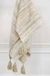 50X60 Rizzy Home Beige Striped Bars Soft Throw Blanket TH0644 - Aprx 50" 60". Fixed Price $74.00.