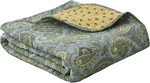 60X50" Country Stream Blues Paisley Scalloped Quilted Cotton Reversible Throw. Fixed Price $45.87.