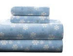 Pointehaven Heavy Weight Flannel Cotton Sheet Set, Queen, Snow Flakes. Fixed Price $76.55.