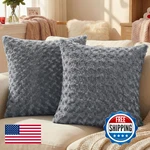 Futei Grey Decorative Throw Pillow Covers 26X26 Inch Set 2,SOFT Solid Rose Sw. Fixed Price $43.32.