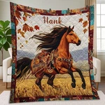 Personalized Horse Quilt Blanket Western Cowboy Fall Riding Custom Name Gift Men. Fixed Price $42.32.
