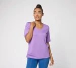 Susan Graver Essentials Butterknit V-neck Top With Elbow Sleeves Vivid Lavender. Fixed Price $29.00.