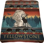 Fleece Throw Blanket Yellowstone National Park Ynp 58X48 Elk Bear Buffalo Cabin. Fixed Price $32.00.