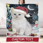 Turkish Angora Cat Blanket Personalized Throw Woven Fleece Sherpa Christmas Nwt. Fixed Price $44.99.