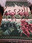 Vtg 56X46 Inch Pink Flamingos Fringed Throw Blanket Nature. Fixed Price $17.97.