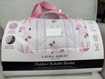 Laura Ashley Pink Bows Shabby Chic Picnic Beach Outdoor Blanket 60" X 72". Fixed Price $79.00.