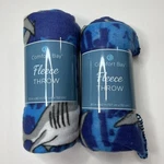New Comfort Bay Blue Shark 2 Fleece Throws 50 X60 Thin Blankets Boys Bedroom. Fixed Price $17.00.