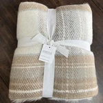 Pottery Barn Stewart Plaid Faux Fur Back Throw Blanket 50 60" Neutral Beige. Fixed Price $110.00.