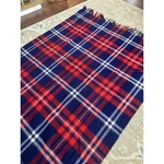 Vtg Horner Woolen Co Red Plaid Camp Stadium Blanket With Fringe 51"X47". Fixed Price $39.20.