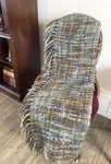 Target Home Woven Boucle Throw Fringe Green Blue Brown Gold 50X72. Fixed Price $25.00.