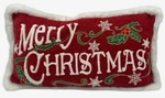 Embroidered Merry Christmas Throw Pillow Faux Fur Trim 26"X14" Nwt. Fixed Price $45.00.