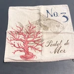 Pottery Barn Fish Coral No. 3 Poulet De Mer Print Linen Pillow Cover 18". Fixed Price $59.99.