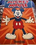 Mickey Mouse Blanket Walt Disney World Parks Orange Navy Red Fleece Throw 58X38. Fixed Price $11.47.