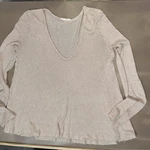 Lush Knit Sheer Top Women Medium Light Pink Long Sleeve Frayed Hem. Fixed Price $12.00.