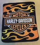 Vtg Htf Harley Davidson Fleece Throw Blanket Motorcycle Flames & Logo. Fixed Price $44.95.