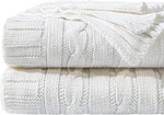 Ntbay 100% Pure Cotton Cable Knit Blanket, Super THROW(51X67), White. Fixed Price $41.94.