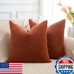Grineed Rust Velvet Throw Pillow Covers Set - 20X20 Inch Soft Cushion. Fixed Price $34.99.