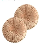 Lush Velvet 2 Decorative Taupe, Round Throw Pillows, 11 X In, New. Fixed Price $27.99.