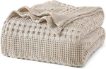 Phf 100% Cotton Waffle Weave Blanket Size For QUEEN(90"X90"), Oatmeal. Fixed Price $49.99.