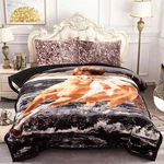 3 Piece Horse Reversible Warm Crafted Mink Plush Sherpa Bed Blanket Queen 8LBS. Fixed Price $59.99.
